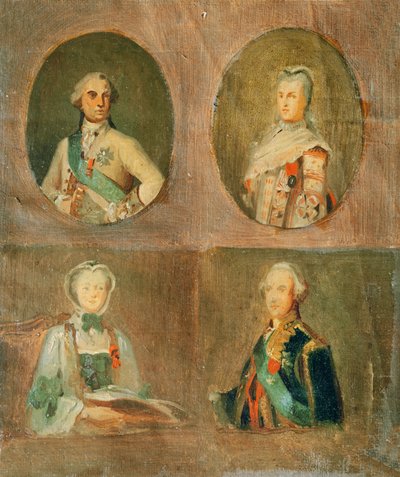 Four Studies according to French Portraits of the 18th century by Ferdinand Victor Eugene Delacroix